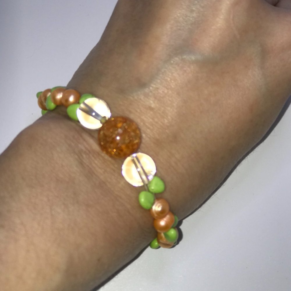 8" Pearl And Jade Bracelet